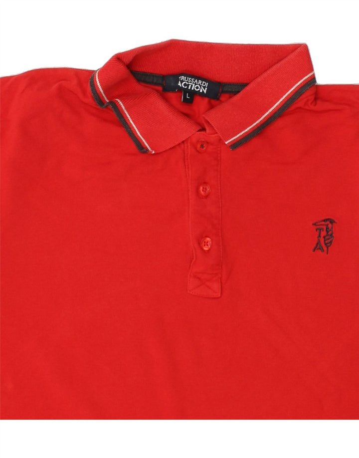 TRUSSARDI Mens Polo Shirt Large Red Cotton Vintage Trussardi and Second-Hand Trussardi from Messina Hembry 