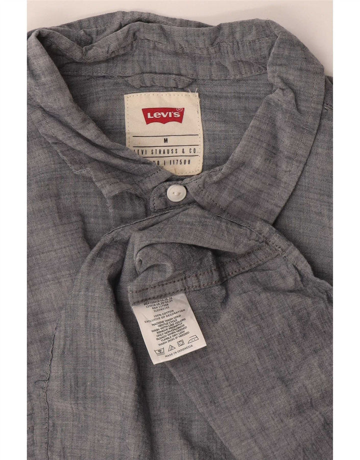 Мужская рубашка с коротким рукавом Levi's, хлопковая ткань среднего серого цвета с крапинками