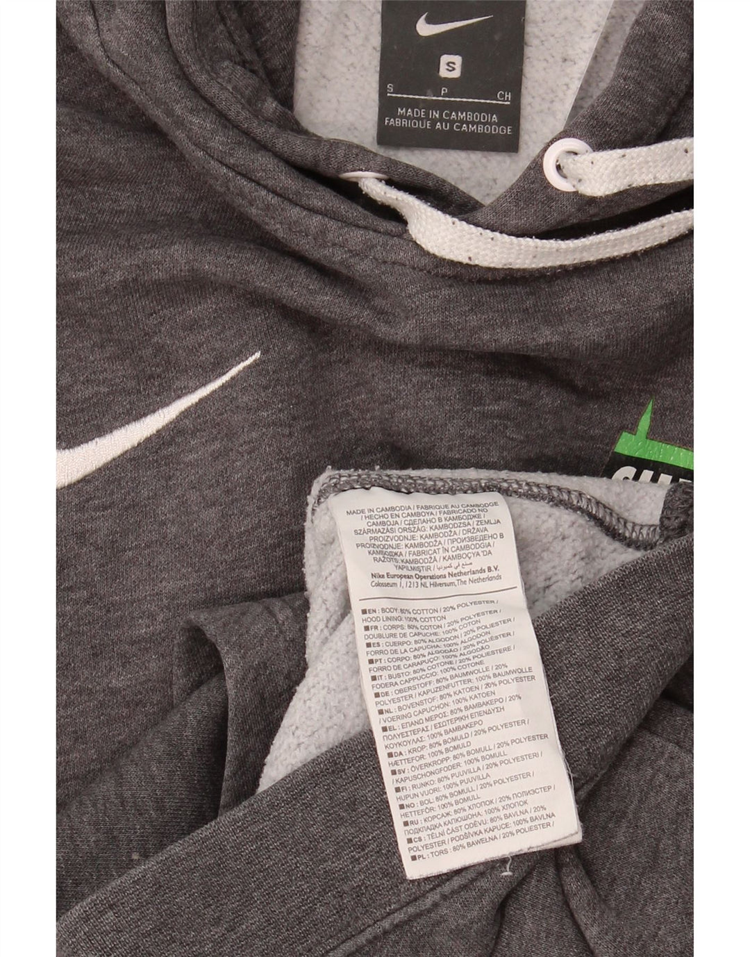 NIKE Mens Graphic Hoodie Jumper Small Grey Cotton Vintage Nike and Second-Hand Nike from Messina Hembry 