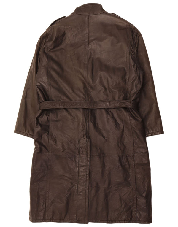 Винтажное мужское кожаное пальто в стиле милитари IT 56 3XL, черное