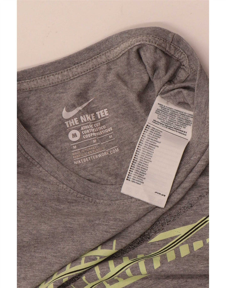 Мужская футболка с рисунком Nike, хлопковый топ среднего серого цвета