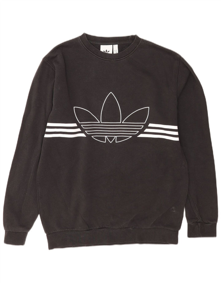 Мужской свитшот Adidas с рисунком, хлопковый джемпер среднего размера, черный