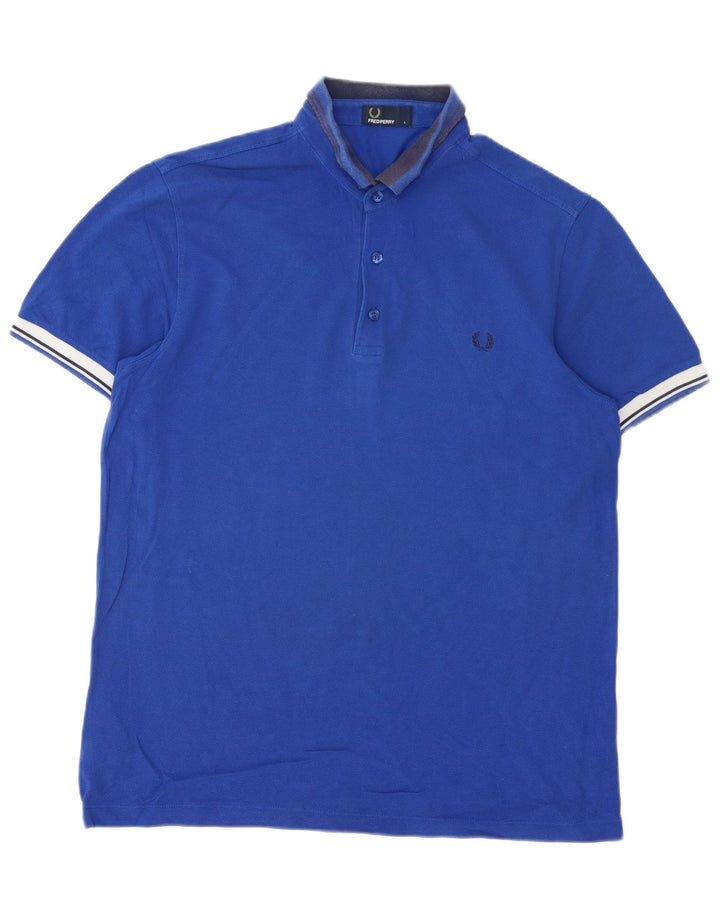 Мужская рубашка-поло Fred Perry в большую синюю полоску из хлопка