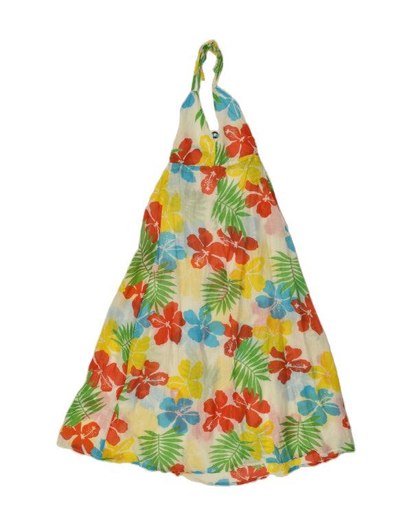 ВИНТАЖНОЕ женское платье с бретелькой на бретельках UK 0 2XS Разноцветный цветочный принт