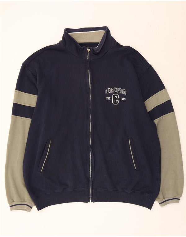 Мужской спортивный костюм Champion, верхняя куртка XL, темно-синий, хлопок с цветными блоками