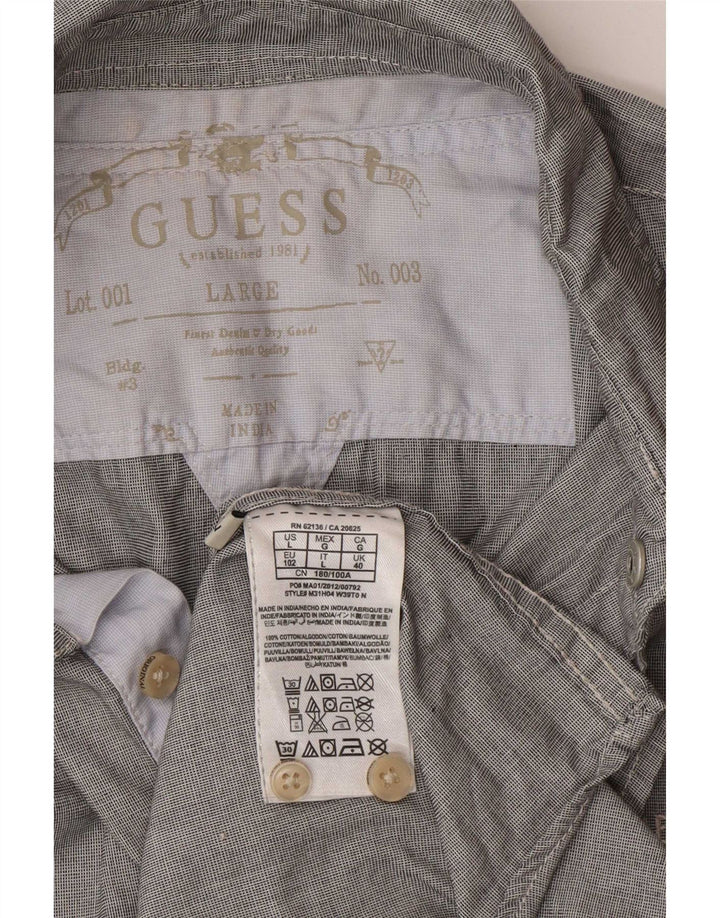 Мужская рубашка стандартного кроя Guess UK 40, большая серая клетка, хлопок