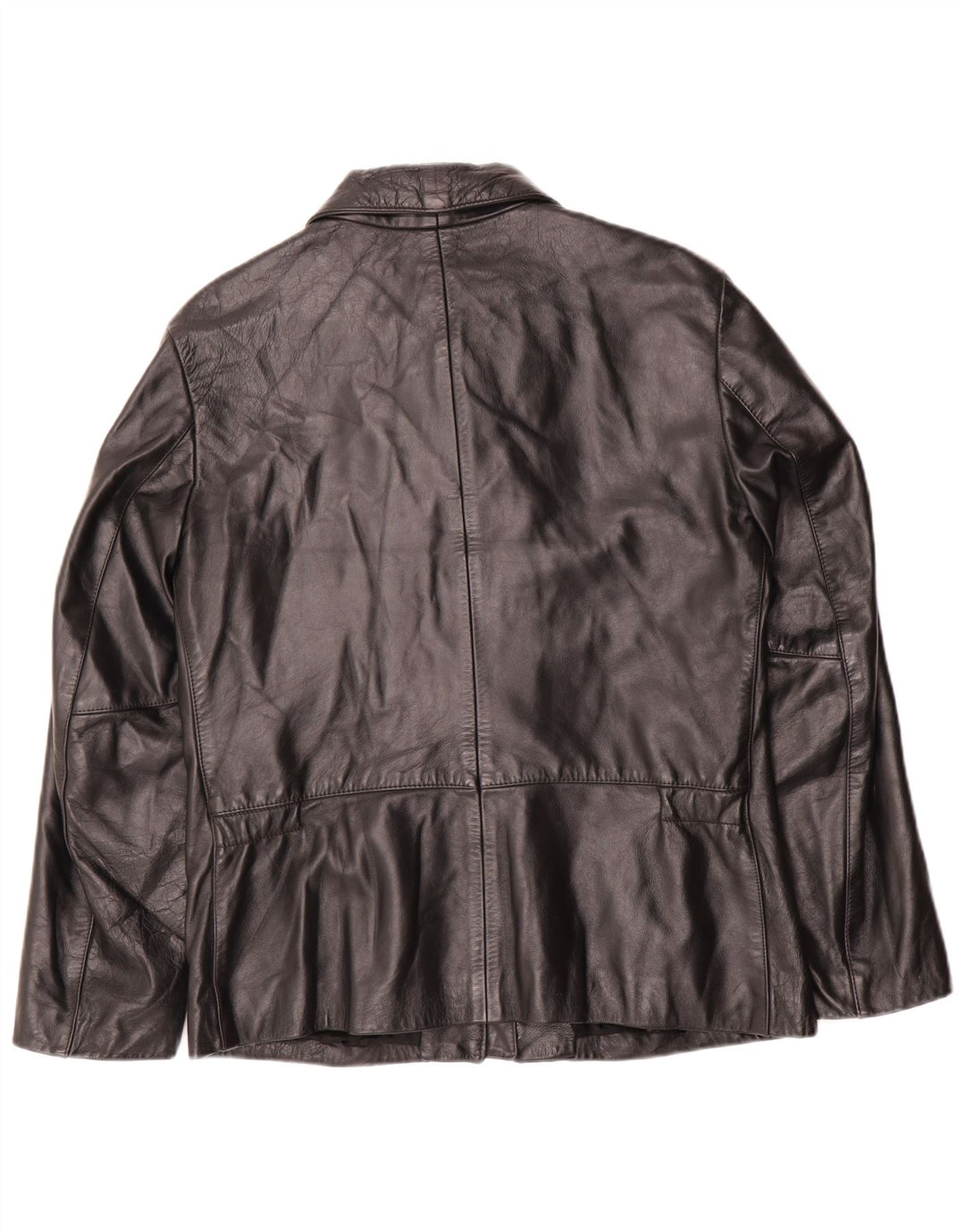 Женская кожаная куртка Benetton UK 14, черная кожа среднего размера