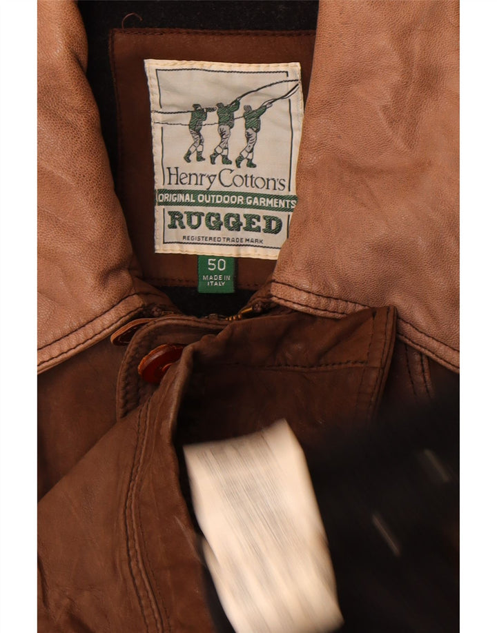 Мужская прочная кожаная куртка Генри Коттонс IT 50, большая коричневая кожа