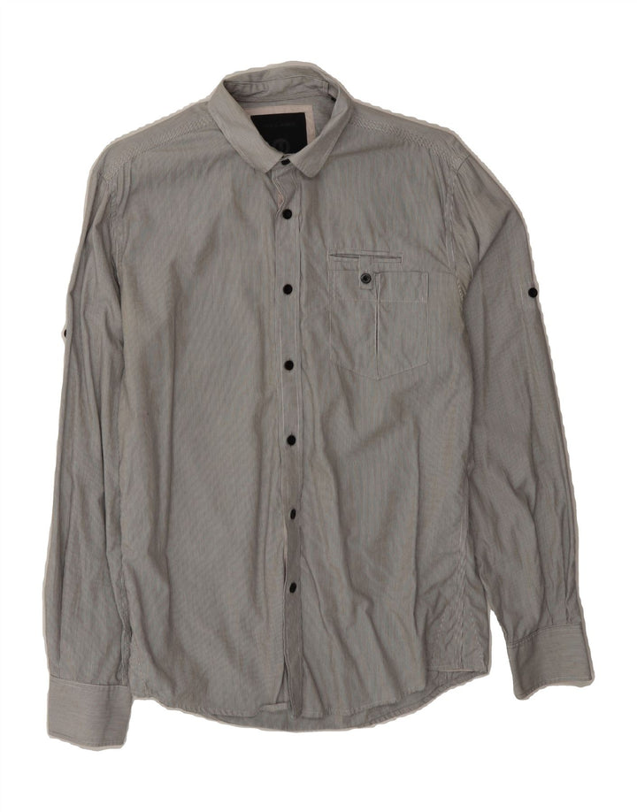 JACK & JONES Mens Premium Shirt Medium Grey Pinstripe Cotton Vintage Jack & Jones and Second-Hand Jack & Jones from Messina Hembry 