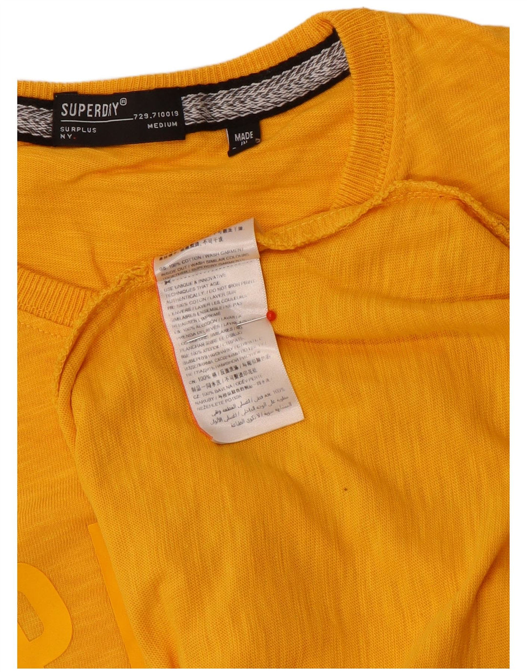 Superdry Мужская футболка с рисунком Верх из хлопка среднего желтого цвета с крапинками