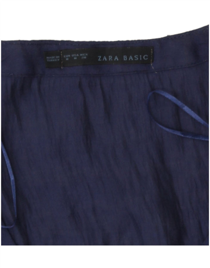 Женская блузка Zara Top UK 12, средний темно-синий