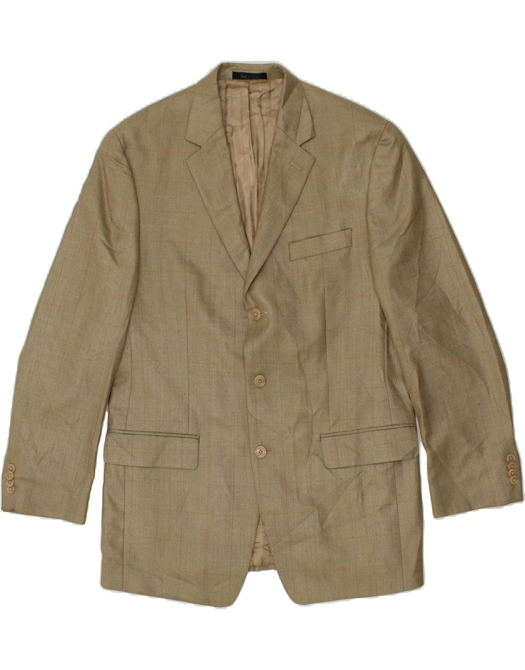 MICHAEL KORS Mens 3 Button Blazer Jacket UK 40 Large Beige Check Silk Vintage Michael Kors and Second-Hand Michael Kors from Messina Hembry 