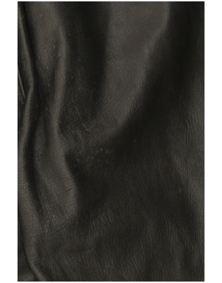 ВИНТАЖНЫЙ женский кожаный комбинезон без рукавов UK 12, средний черный кожаный