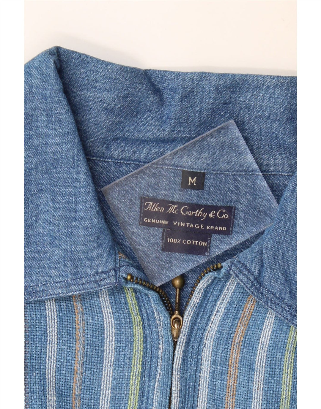 VINTAGE Мужская свободная рубашка-пуловер с короткими рукавами среднего синего цвета в полоску