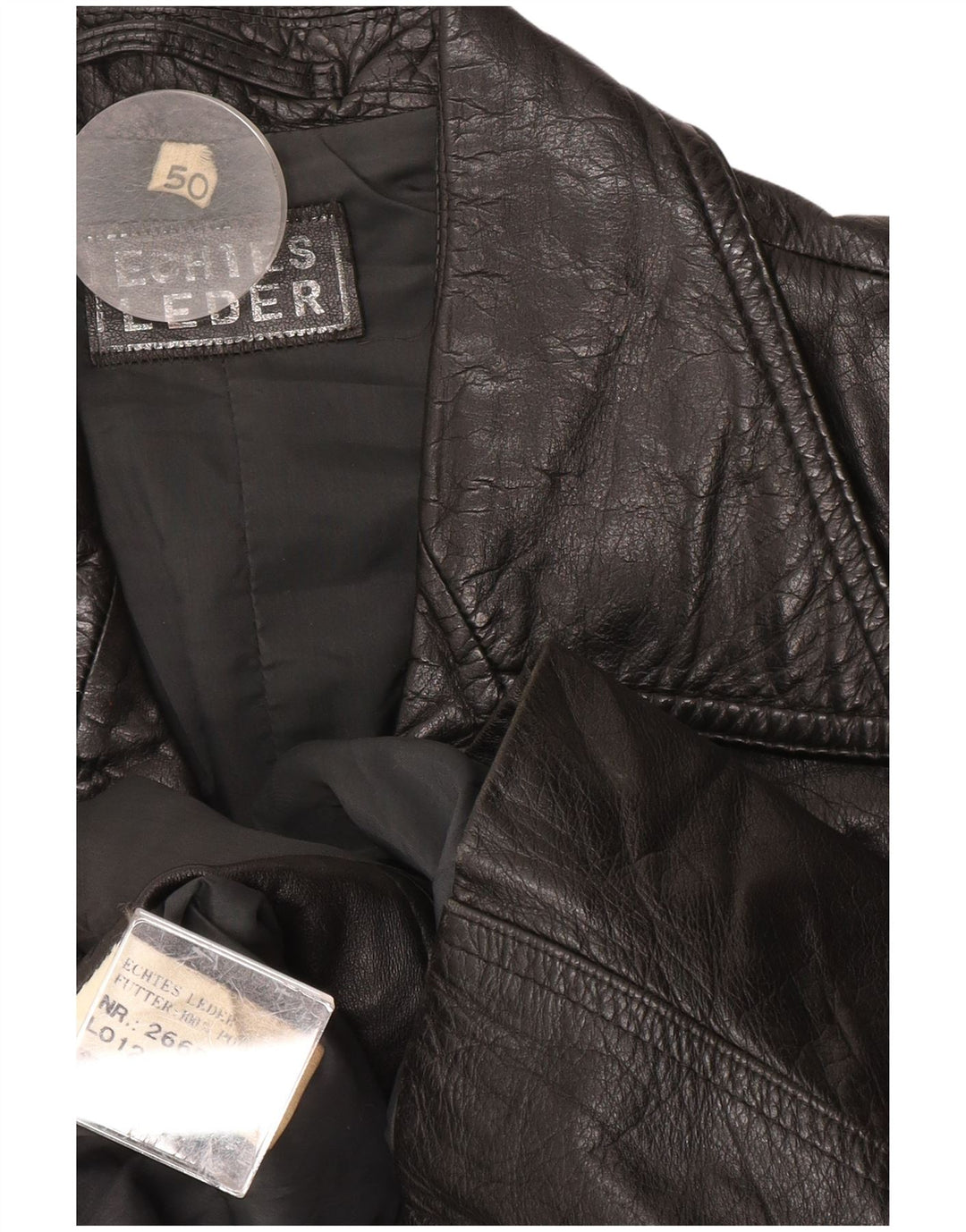 Винтажная мужская кожаная куртка EU 50, большая черная кожа