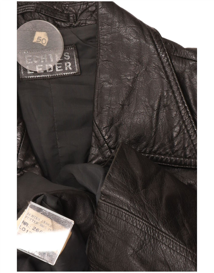 Винтажная мужская кожаная куртка EU 50, большая черная кожа