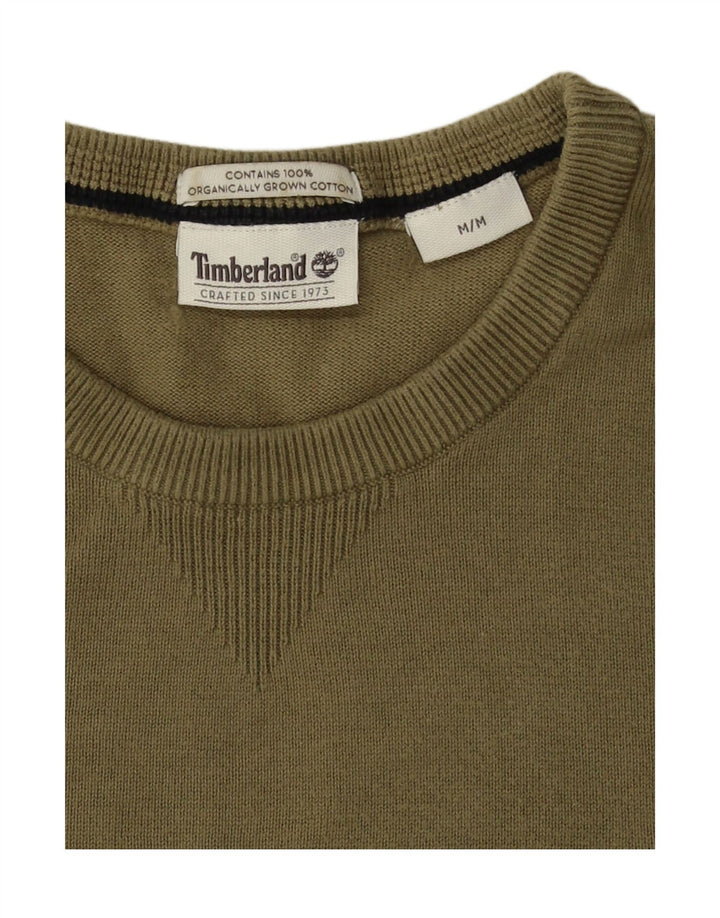 Timberland Mens Crew Neck Jumper Sweater Medium Khaki Cotton
