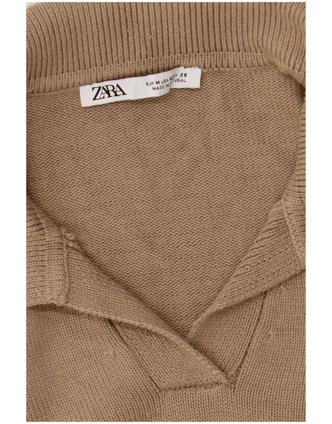 Женский свитер с воротником поло Zara UK 14, средний бежевый