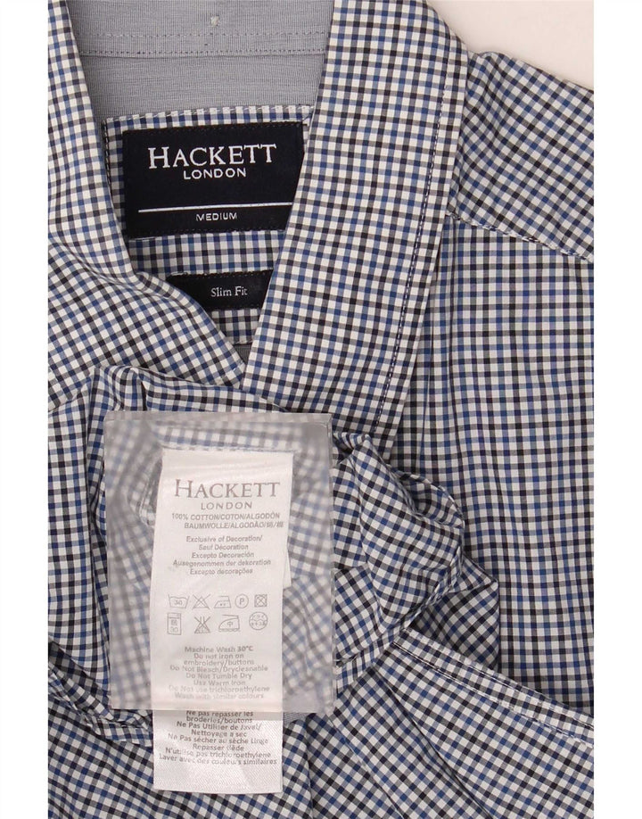 Hackett Мужская рубашка приталенного кроя из хлопка среднего синего цвета в мелкую клетку