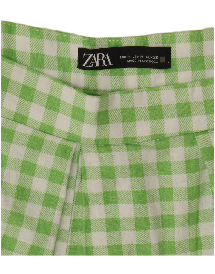 Женские повседневные шорты Zara среднего размера W28 в зеленую клетку