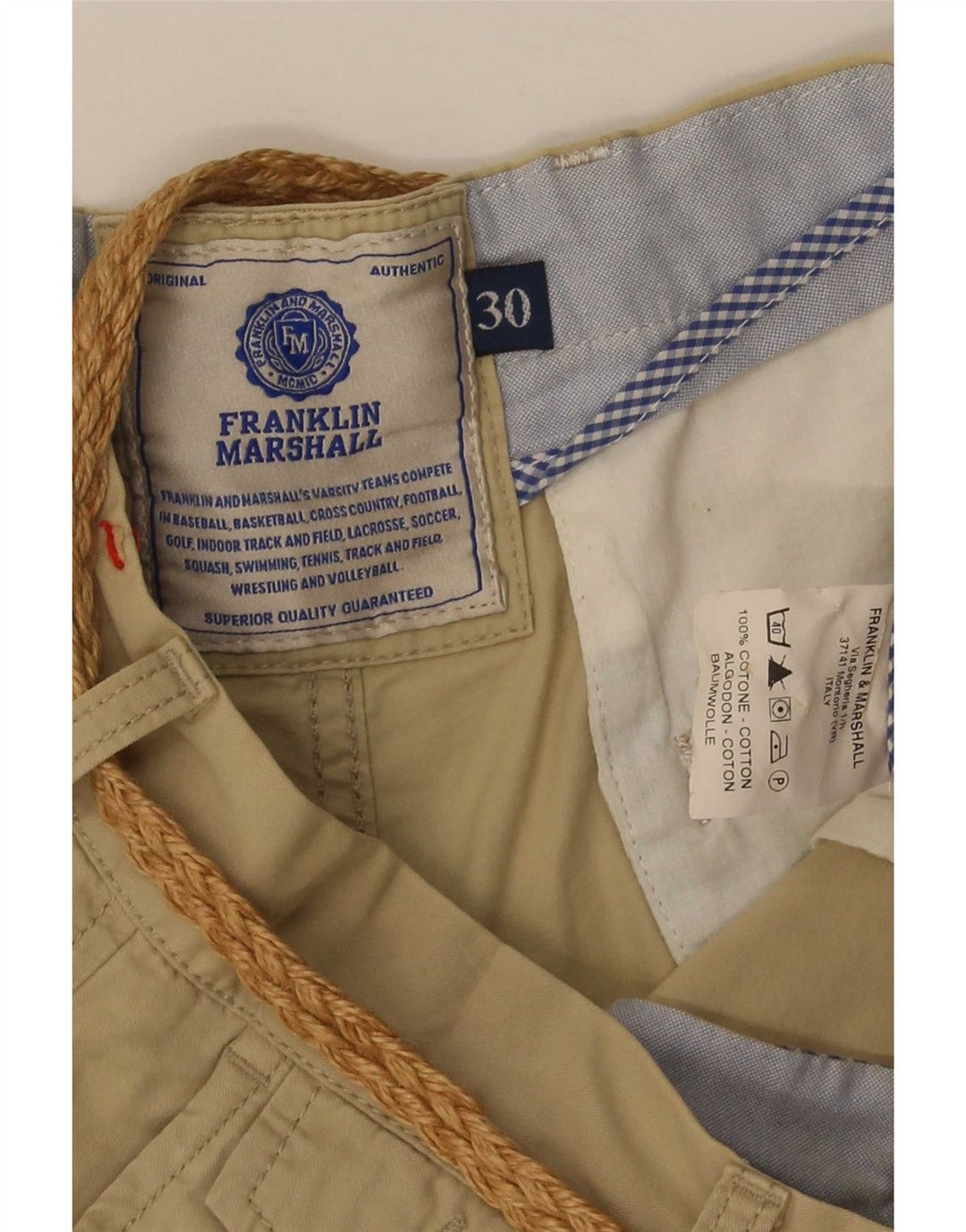 Мужские шорты чинос Franklin Marshall W30, средние бежевые, хлопок