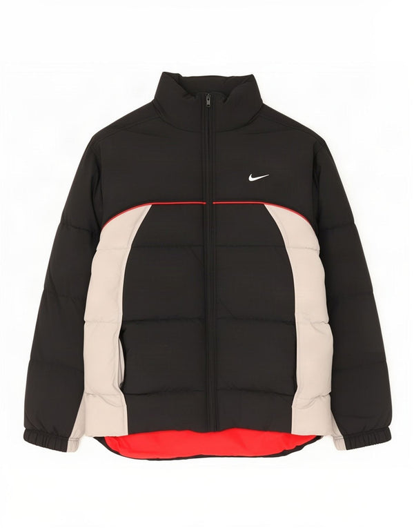 Мужская утепленная куртка с графическим рисунком Nike UK 36/38, маленькая черная, нейлон с цветными блоками