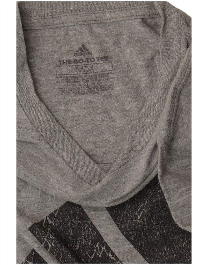 Мужская футболка с рисунком ADIDAS, хлопковый топ среднего серого цвета