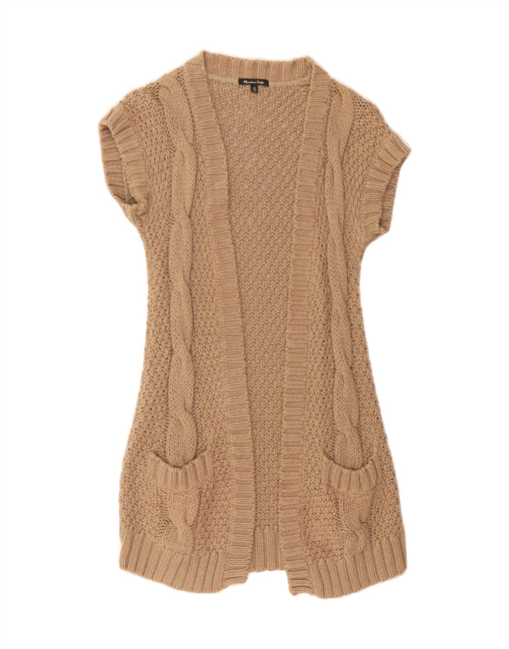 MASSIMO DUTTI Womens Longline Open Cardigan Sweater UK 12 Medium Brown Vintage Massimo Dutti and Second-Hand Massimo Dutti from Messina Hembry 