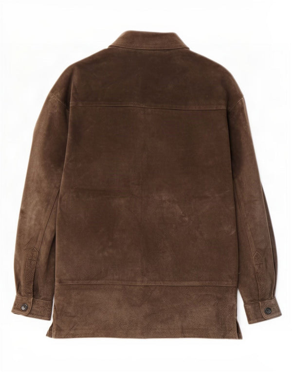 Женская замшевая куртка Zara UK 14, средний коричневый кожаный цвет