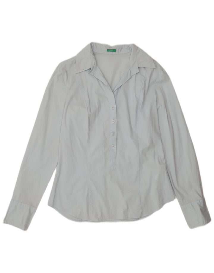 Женская рубашка-пуловер Benetton UK 14, большой синий хлопок