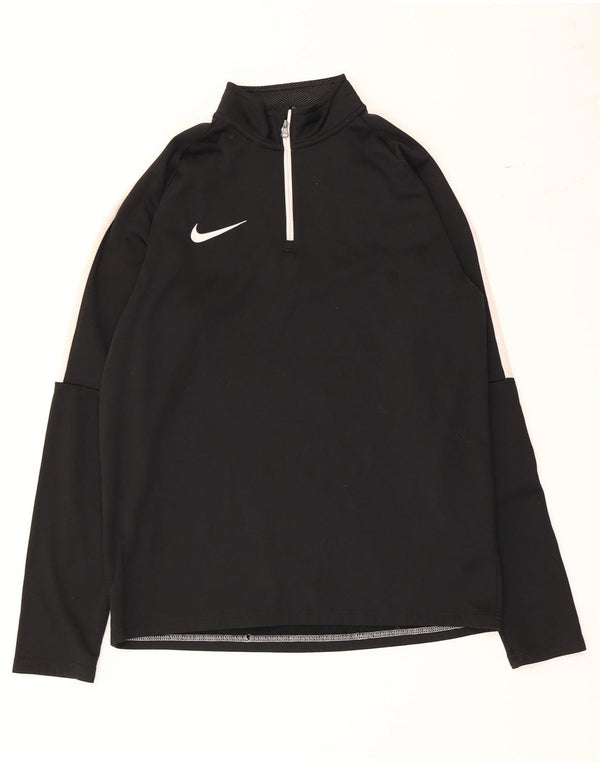 Мужской пуловер с воротником на молнии Nike Dri Fit, спортивный костюм среднего размера, черный с цветными блоками