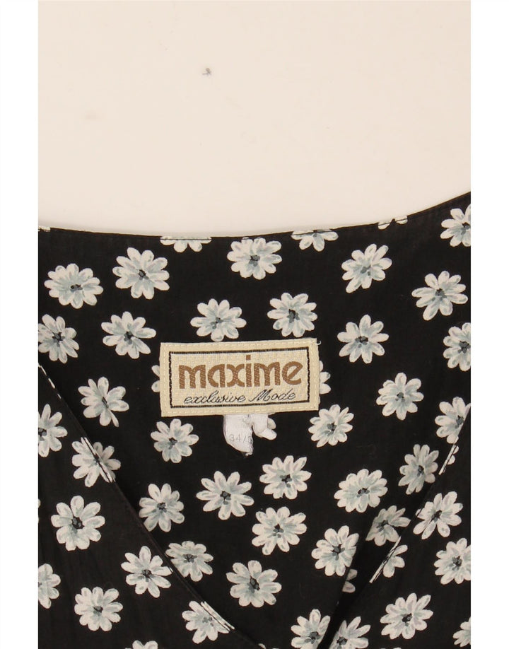 MAXIME Womens Oversized A-Line Dress EU 34 XS Black Floral Vintage Maxime and Second-Hand Maxime from Messina Hembry 