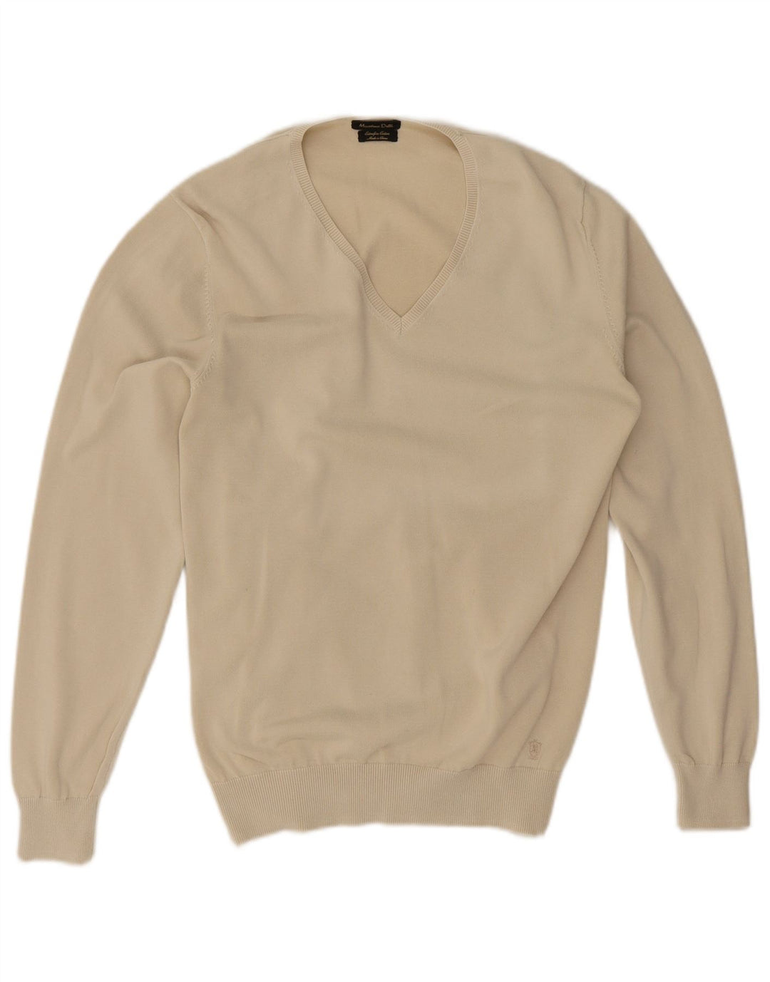Мужской джемпер с v-образным вырезом Massimo Dutti, средний бежевый, хлопок