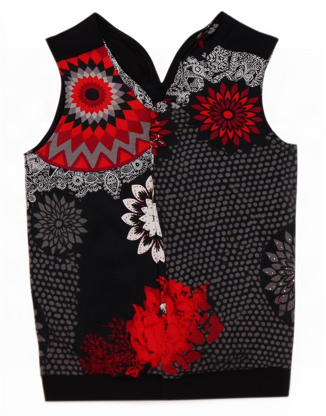 Женская блузка без рукавов Desigual UK 12, средний черный с цветочным принтом