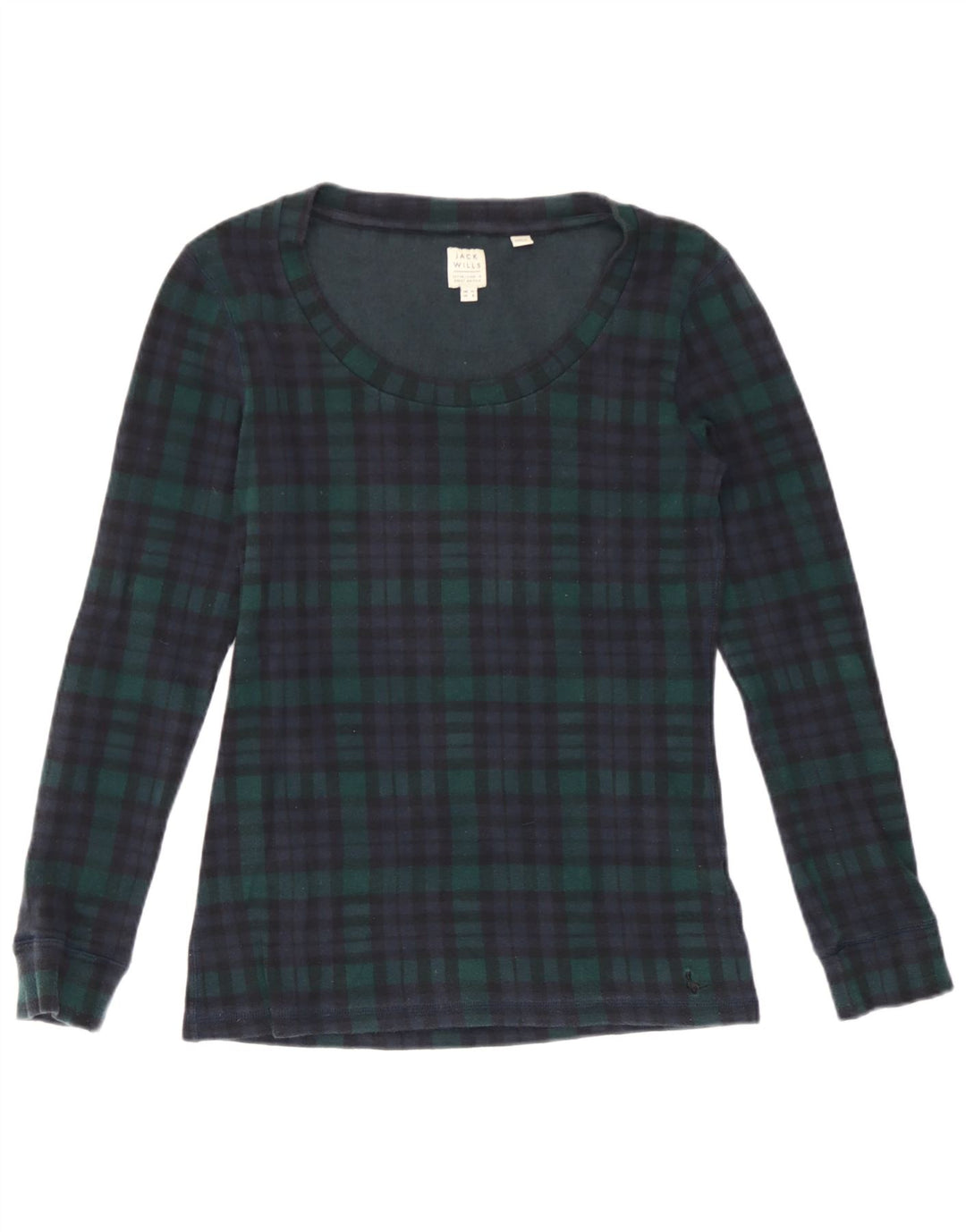 Женский топ Jack Wills с длинным рукавом, Великобритания 12, средний зеленый цвет в клетку, хлопок