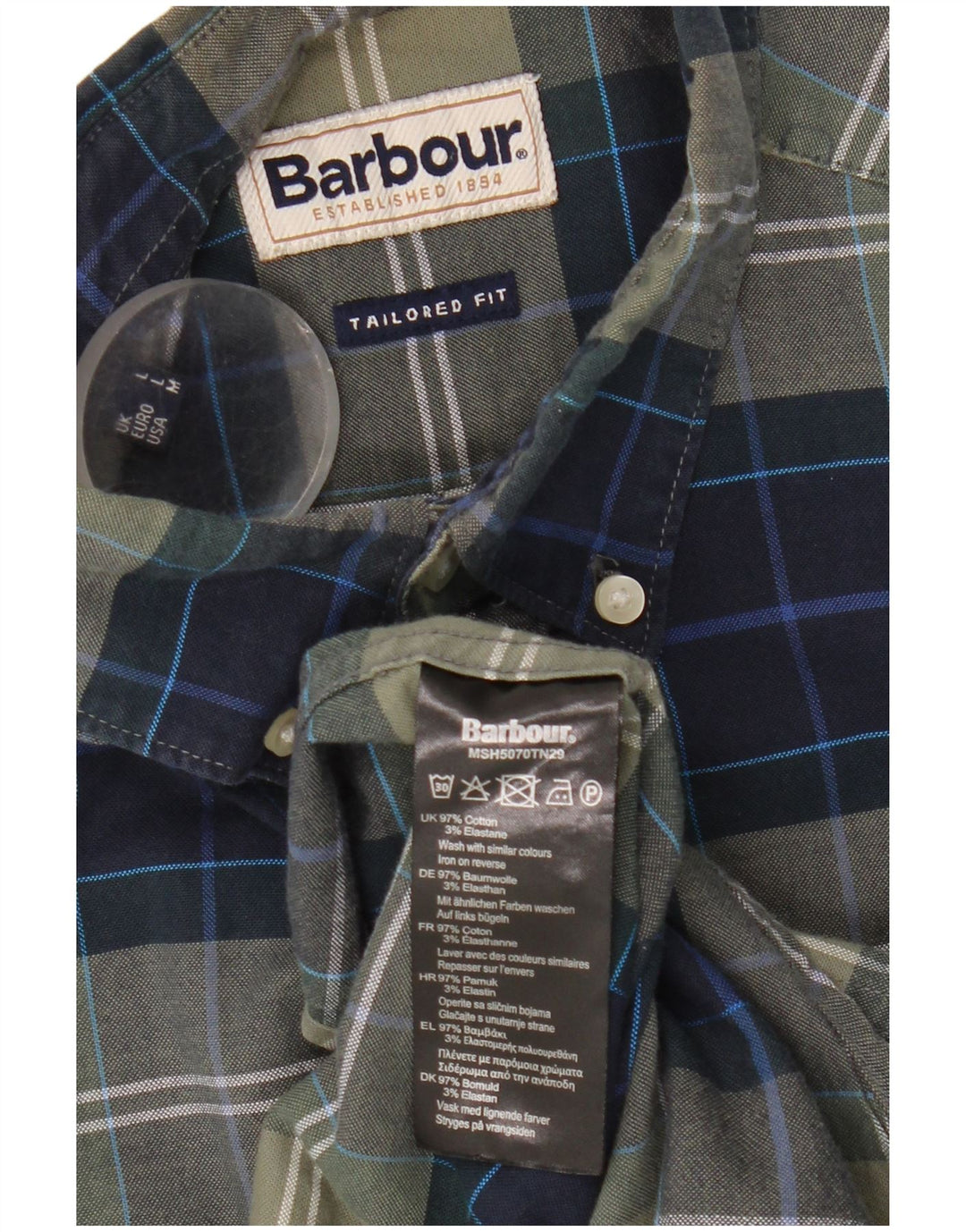 Мужская рубашка в зеленую клетку Barbour, хлопковая приталенная рубашка большого размера