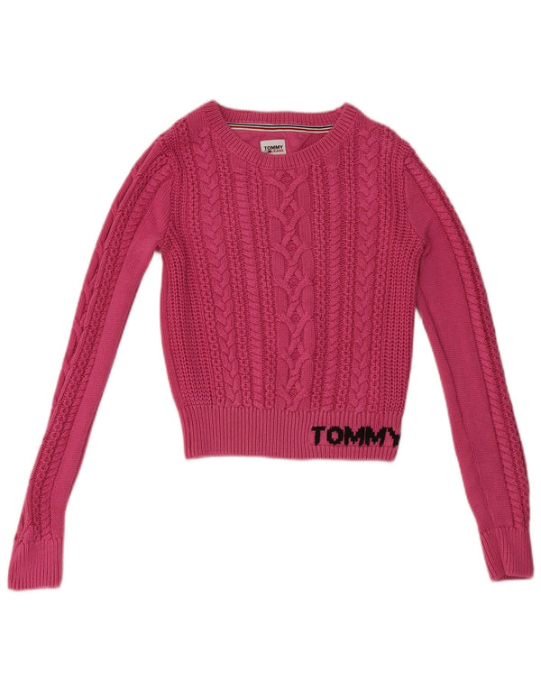 Женский укороченный джемпер с вырезом лодочкой Tommy Hilfiger UK 10, маленький розовый