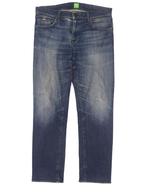 Мужские прямые джинсы Hugo Boss W34 L32 синие, хлопок