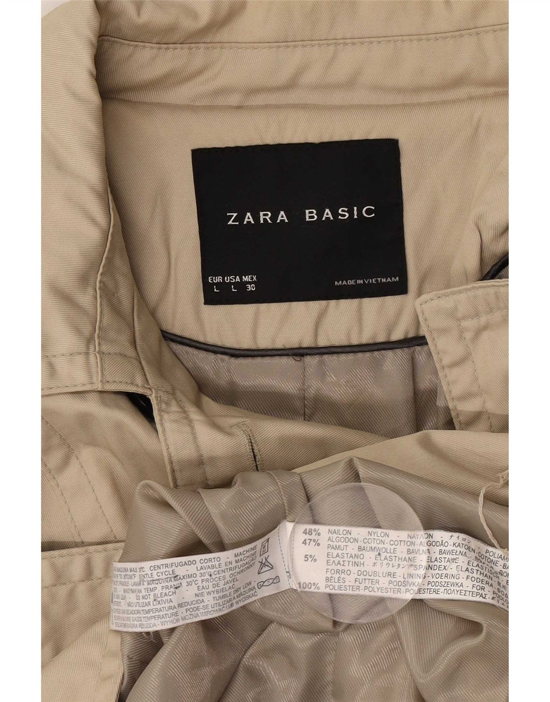 Женский тренч Zara UK 16, большой размер, бежевый нейлон