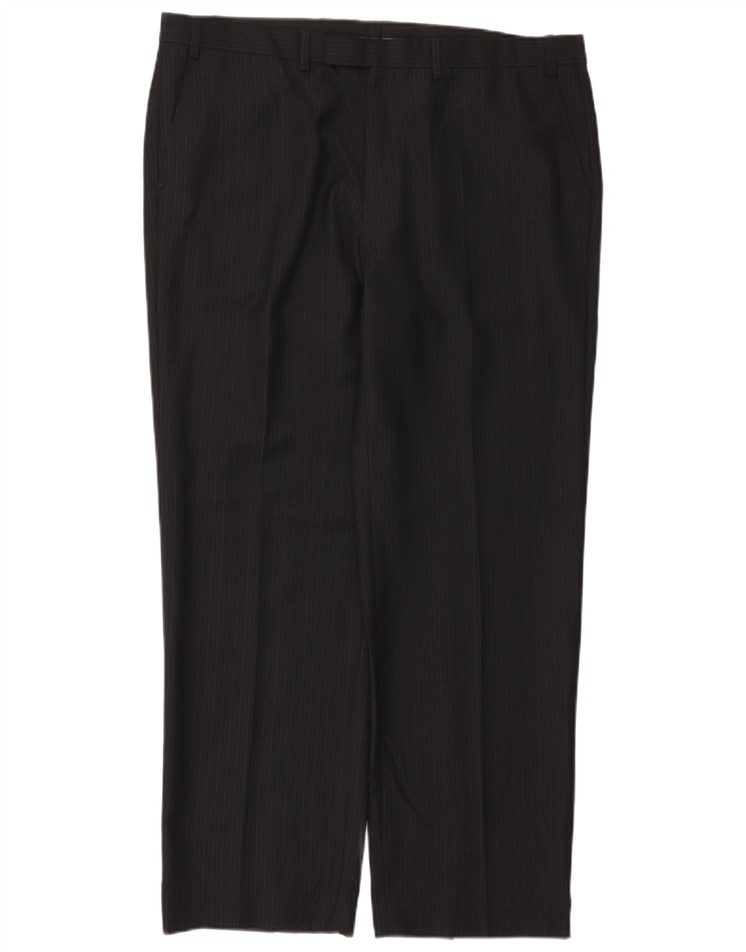 Мужские прямые костюмные брюки Marks & Spencer W40 L31 темно-синие в тонкую полоску