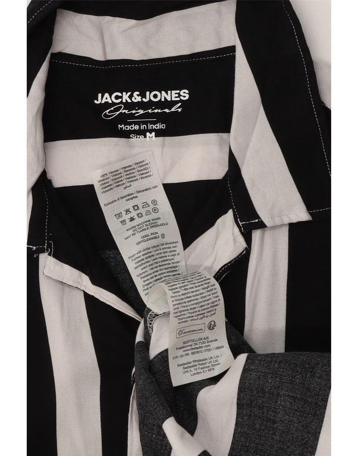 Мужская рубашка с коротким рукавом Jack & Jones из вискозы, черная полоска среднего размера