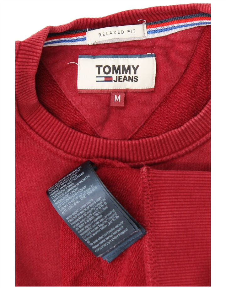 TOMMY HILFIGER Мужской свитшот свободного кроя, джемпер среднего красного цвета, хлопок