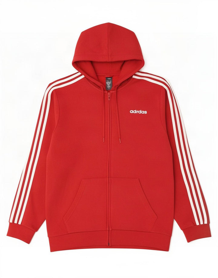 Мужской свитер с капюшоном на молнии Adidas среднего красного цвета, хлопок