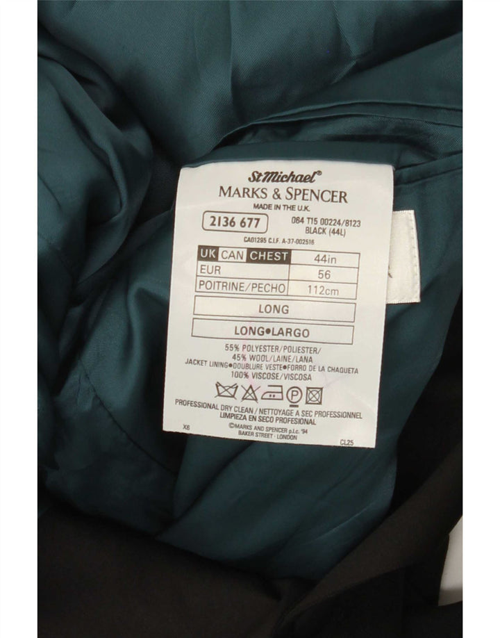 Мужской длинный пиджак на двух пуговицах Marks & Spencer UK 44 XL, черный полиэстер
