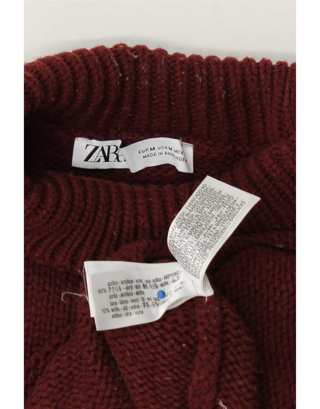 Женский свободный джемпер с высоким воротником Zara UK 14, средний бордовый цвет