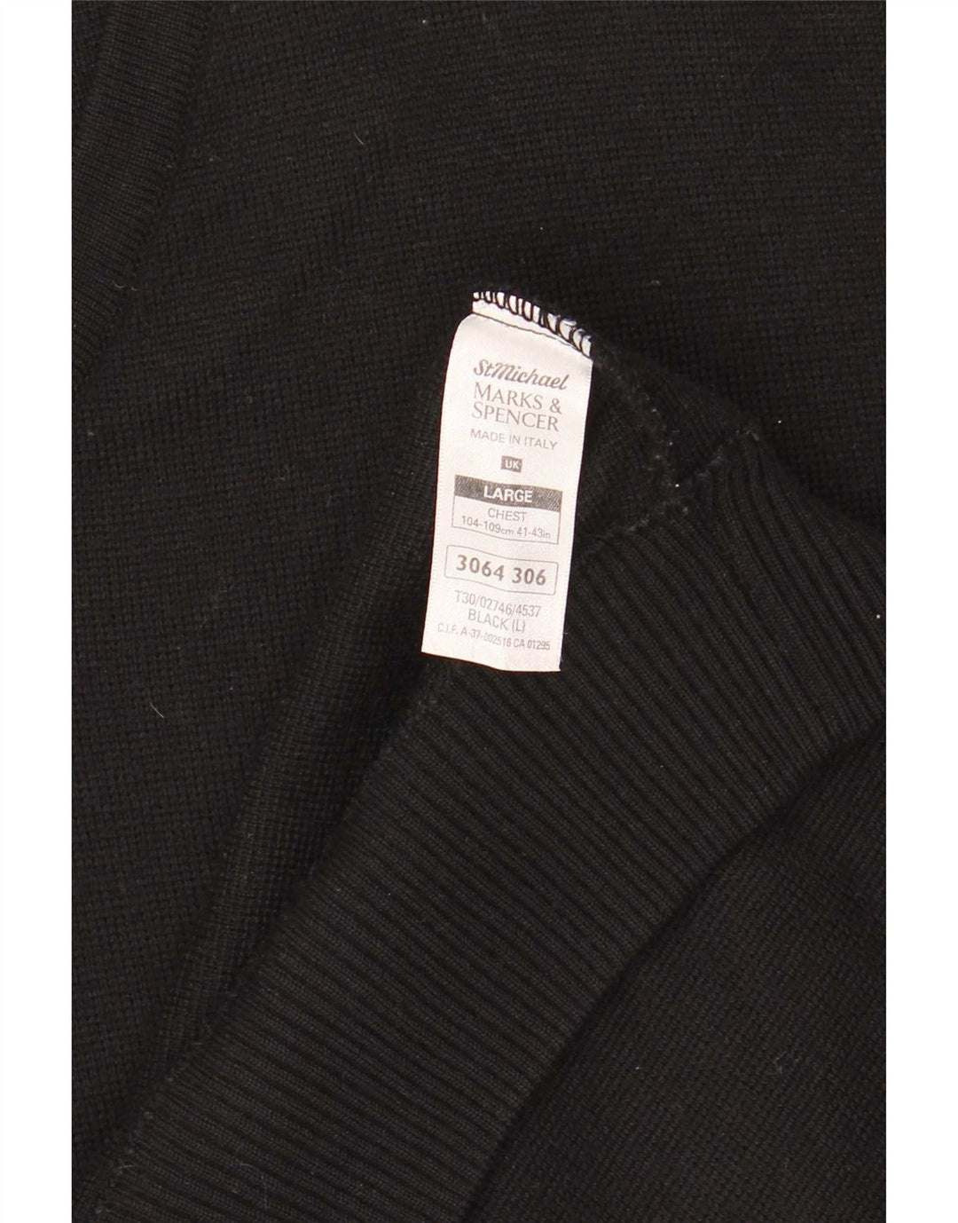 Мужской джемпер с v-образным вырезом Marks & Spencer, большой черный шерстяной полосатый свитер