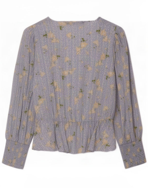 Женская блузка Zara Top UK 6 XS Синяя с цветочным принтом
