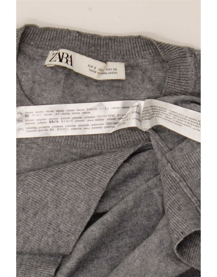 Мужской джемпер с круглым вырезом Zara, маленький серый вискоза