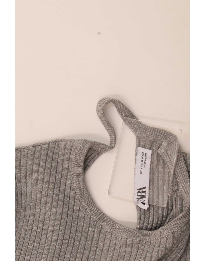 Женская укороченная блузка Zara UK 12, средний серый цвет