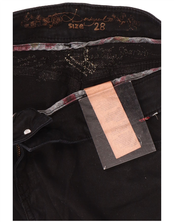 DESIGUAL Женские прямые повседневные брюки W28 L26, черные хлопковые